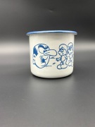 Vintage Emalia Kubek Smerfy z Gargamelem z PRL, Kolekcjonerski