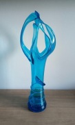 Wazon szklany, turkusowy, niebieski, forma artystyczna