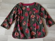 Weird Fish bluzka z rękawem 3/ 4 khaki w kwiaty bawełna organic 18/ 46