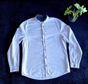 Koszula L Biała Kropki Krata Elegancka Klasyczna Długi Rękaw