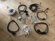 komplet 9 kabli - kable - HDMI, EURO, sygnałowy, inne...