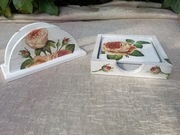 Podkładki serwetnik drewno herbaciane róże WYPRZEDAŻ