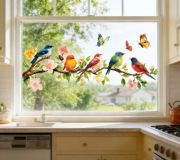 Naklejka na szybę ptaki na gałązce