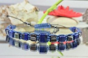 BRANSOLETKA KAMIEŃ LAPIS LAZULI HEMATYT KOSTKI REGULOWANA NA WYMIAR  MĘSKA 