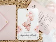 Zaproszenia z motywem misia na roczek urodziny urodzinowe