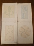 Hermann Beutnagel szkice z 1899 zestaw 4 rysunków różne wzory