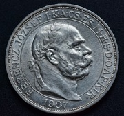 Franciszek Józef I, 5 koron 1907 K.B., Kremnica