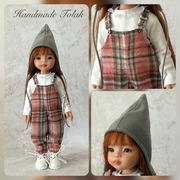 Zestaw 3w1 dla lalek Paola Reina 32cm bluzka,czapka,spodnie ogrodniczki