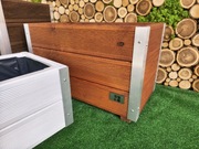 Donica drewniana, skrzynka balkonowa, doniczka, drewno i aluminium 70cm