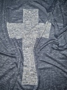 Ciemnoszara bluzka z cekinowym krzyżem rozmiar  42