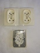 Gniazdo podwójne Hager-Berker S1 krem - używane 