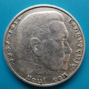 2 marki 1937 A  Niemcy III Rzesza Hindenburg Ładna Srebro