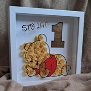 Ramka 3D z misiem (wersja złota) | Prezent na 1, 2, 3, 4, 5 urodziny