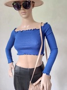 Damski top hiszpanka, długi rękaw, niebieski, r XS/34 PrettyLittleThing