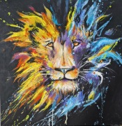 Duży nowoczesny Obraz LEW Karolina Klemba 60x60 LEW