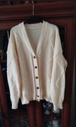 NOWY Kremowy beżowy sweter damski kardigan na guziki 48 / 4XL