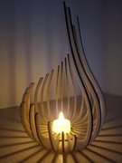 kameralna lampka nocna w kształcie języków ognia, drewno, lampka