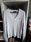 Biały sweterek Ralph Lauren warkocz 