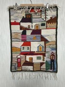 Ozdobny gobelin ścienny zaprojektowany przez Piotra Grabowskiego, lata 70.