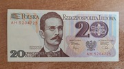 20zł 1982r. Seria AH , stan UNC