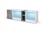 Szafka pod Telewizor RTV 140cm Biały Beton Podświetlana LED Nowoczesna LOFT