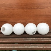 klosz szklany, kula zamknięta, błyszczące mleczne 4 szt PRL 140 mm