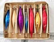 Bombki z PRL, 7 szt kolorowe sople retro ozdoby choinkowe