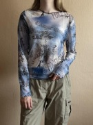 koszulka damska top Siateczka z długim rękawem