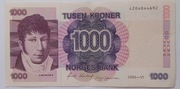 1000 koron banknot Norwegia 1990 rok