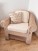 Fotel rattanowy naturalny + nowe poduszki tkanina premium | stan idealny