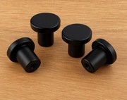 4x Haczyk / gałka meblowa – czarny mat, aluminiowy, toczony