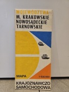 Stara mapa krajoznawczo samochodowa woj. Krakowskie Nowosądeckie Tarnowskie