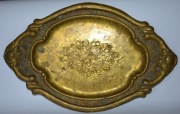 Tacka mosiężna miedziana vintage 37 x 23,5 cm tłoczone zdobienia, Polska