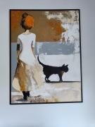 Obraz kobieta z kotem