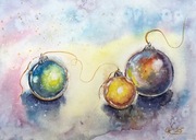 Szklane kule noworoczne Original Akwarela A4