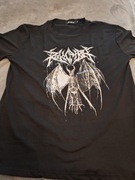 Koszulka z nadrukiem w stylu metalowym – czarna, unisex