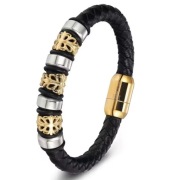 BRANSOLETKA SKÓRZANA Z ZAPIĘCIEM NA MAGNEZ  21 cm