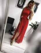 2w1 CZERWONA OŁÓWKOWA SUKIENKA z MAXI SPÓDNICĄ XS