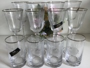 12 sztuk kieliszki szklaneczki z ornamentem srebrzone nowe