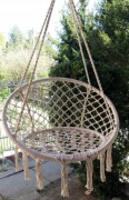 Fotel Wiszący Boho Huśtawka Ogrodowa Bocianie Gniazdo Beżowy