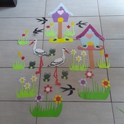 Dekoracja wiosna przedszkole okna