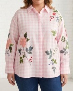 Zeta otto malowana koszula struktura lnu oversize 50 52 54