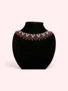 Kolia folk z koralików łemkowska krywulka, naszyjnik kołnierzyk brąz turkus