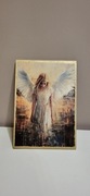 Anioł na deseczce, duży obrazek, decoupage