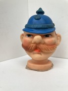 lalka pacynka  "pan policjant" lata 60, czas prl, niebieski hełm, wąsacz