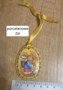 Zawieszka porcelanowa jajko z zajączkiem dekoracja wielkanocna
