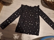 Bluzka długi rękaw gwiazdki r. 128, 134, 8-9 lat do szkoły z falbankami