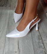 (41/42) Białe, czółenka Szpilki wieczorowe, NOWE 