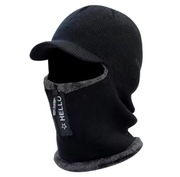 Czapka ciepła zimowa z daszkiem, ochrona głowy, czarna, unisex