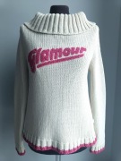 Dzianinowy ciepły sweter golf glamour beżowy M/38 L/40